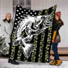 Bass American Flag Black Tattoo Solf Throw Fleece Fishing Blanket Cornbee