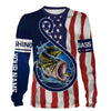 Largemouth Bass Fishing American Flag Patriotic Customize Name Fishing Shirts Cornbee