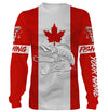 Northern Pike Fishing 3D Canadian Flag Customize name All over print shirts Cornbee