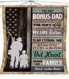 To my bonus dad fishing fleece blanket, gift for dad fishing, happy father's day Cornbee