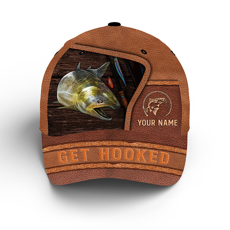 Salmon fishing hats for men, women custom name get hooked fishing hat, gift for fisherman Cornbee