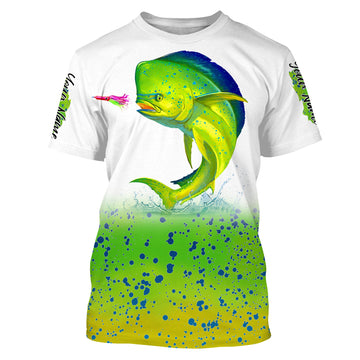 Mahi mahi ( Dorado) fishing green scales Custom Name 3D All Over Printed Shirts, Personalized Gifts for Fisherman Cornbee