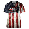 American flag patriotic fish reaper Customize Name All-over Print Unisex fishing T-shirt Cornbee