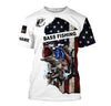 American flag largemouth Bass patriotic fishing Customize Name All-over Print Unisex fishing T-shirt Cornbee