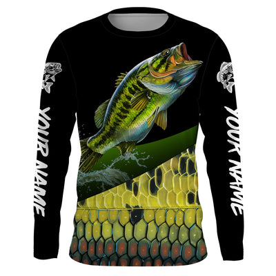 Custom Largemouth bass Fishing Jerseys, Personalized bass Fishing scales fishing Long sleeve shirts Cornbee