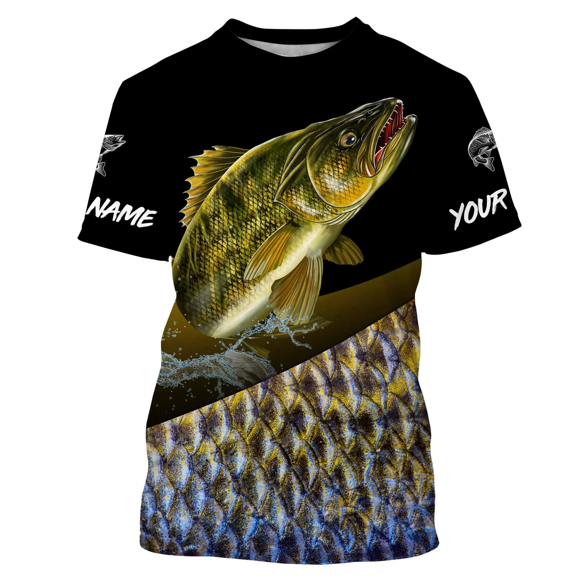 Custom Walleye Fishing Jerseys, Personalized Walleye Fishing scales fishing T-shirt Cornbee