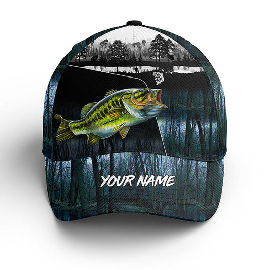 Bass fishing blue camo Custom fishing hat Unisex Fishing Baseball Angler bass fishing hat cap Cornbee