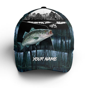 Striped Bass fishing blue camo Custom name fishing hat Cornbee