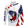 Largemouth bass fishing American flag patriotic Fishing Jerseys, Personalized Bass fishing Long sleeve  Cornbee