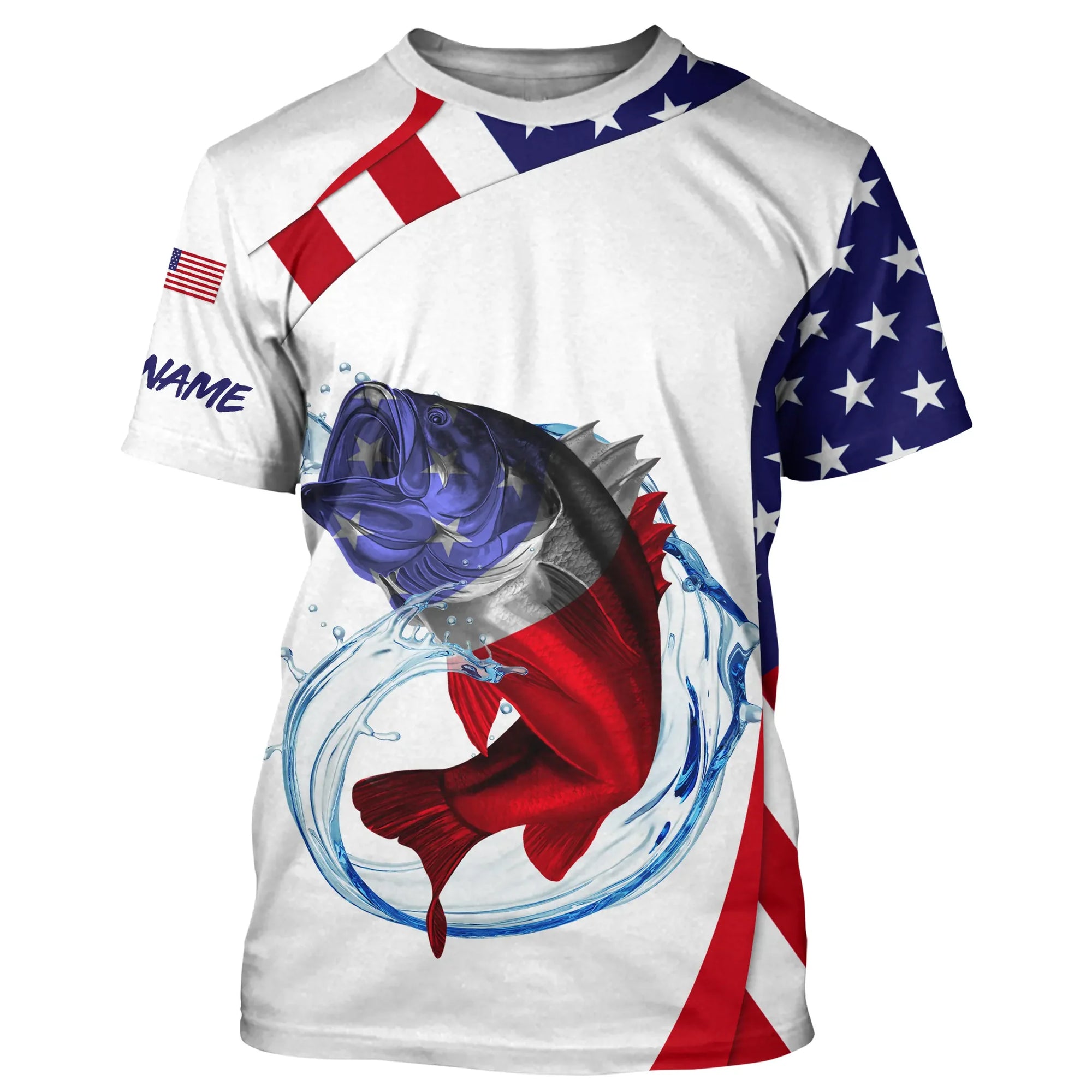 Largemouth bass fishing American flag patriotic Fishing Jerseys, Personalized Bass fishing T-shirt Cornbee
