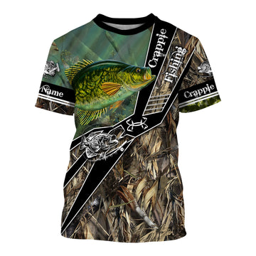 Crappie fishing camo freshwater Fish UV protection customize name 3D fishing T-shirt Cornbee