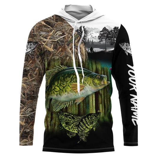 Crappie fishing camo freshwater Fish customize name long sleeves shirts, crappie fishing jerseys Cornbee