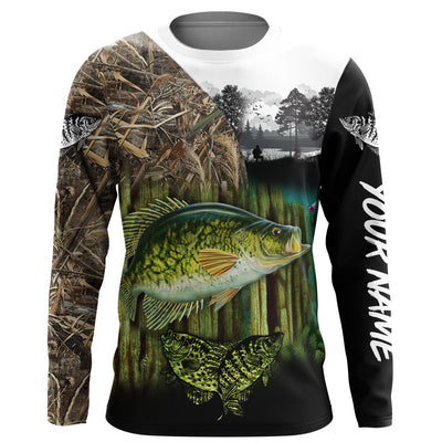 Crappie fishing camo freshwater Fish customize name long sleeves shirts, crappie fishing jerseys Cornbee