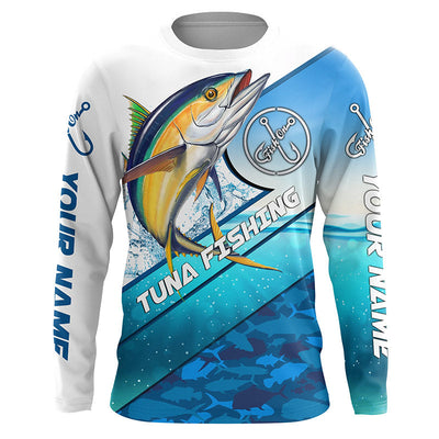 Personalized Tuna fishing blue sea camo fishing Long sleeve, Custom Tuna saltwater fishing Cornbee