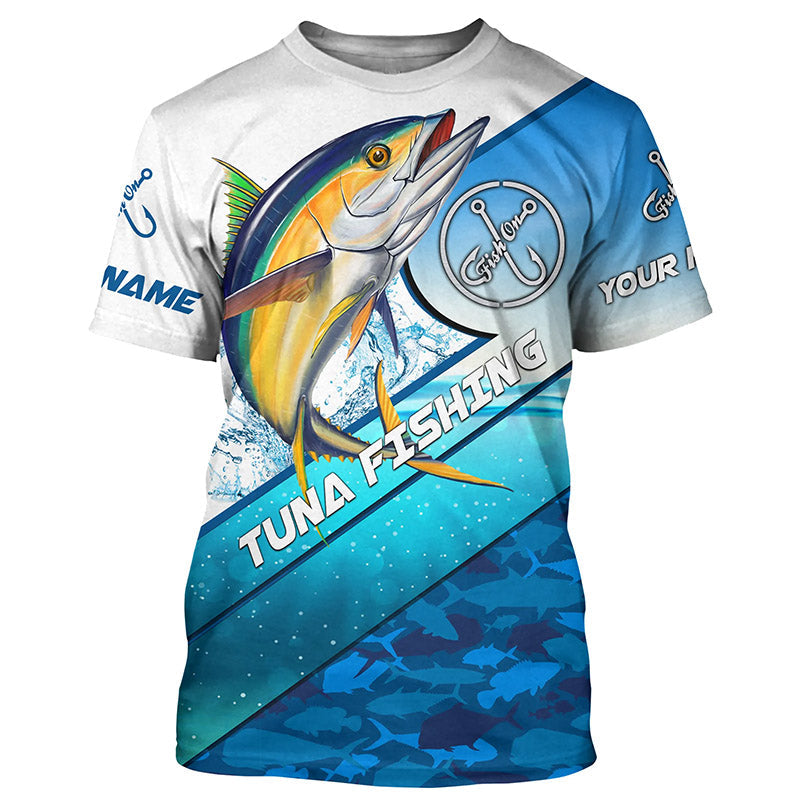 Personalized Tuna fishing blue sea camo fishing T-shirt, Custom Tuna saltwater fishing jerseys Cornbee