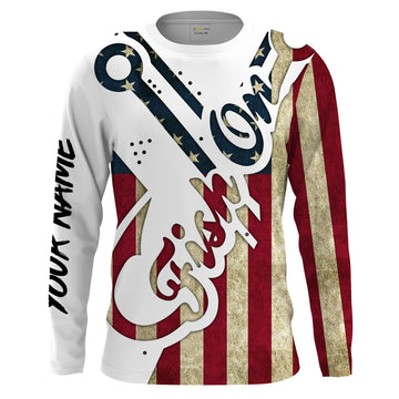 American flag Fish on patriotic fishing 3dfish UV long sleeve shirts Custom name UPF 30+ quick dry fishing apparel Cornbee
