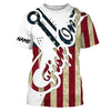 American flag Fish on patriotic fishing 3dfish UV long sleeve shirts Custom name UPF 30+ quick dry fishing apparel Cornbee