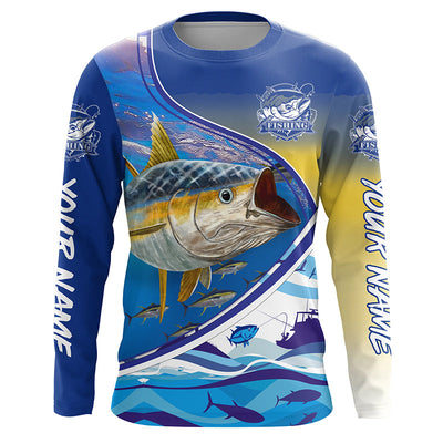 Personalized Tuna fishing scales blue camo Long sleeve fishing shirts, Tuna saltwater fishing Cornbee
