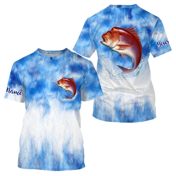 Red snapper saltwater fishing blue sea camo Custom name fishing jerseys Cornbee