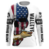 Walleye fishing American flag fish reaper Custom UV Protection Long sleeve Fishing shirts Cornbee
