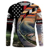 Catfish fishing American flag patriotic Fishing Customize Name UV protection UPF 30+ long sleeves fishing shirts Cornbee