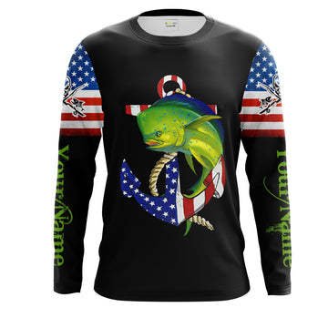 Mahi mahi Dorado fishing legend American flag 4th July Customize Name UV protection UPF 30+ Cornbee
