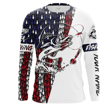 Walleye Fishing Angler American flag Customize Name All over printed UV Protection Shirts Cornbee