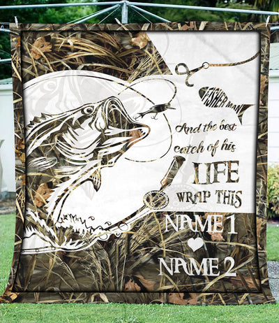 Fishing blanket Custom Name Fishing Lovers Couple A Fisherman And The Best Catch Of His Life Wrap This, Fishing Gift for wife husband Cornbee