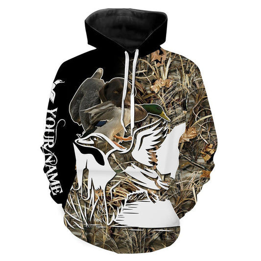 Cornbee Duck Hunting Custom Name All Over Print, Fishing Hoodie Hu0112