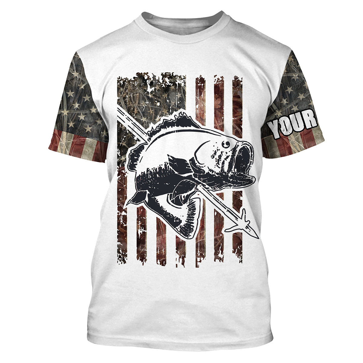 Bowfishing American USA Flag Camo Custom Name 3D All over printed Shirts Cornbee