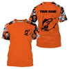 Personalized Redfish (Red Drum) Fishing Camouflage Orange Performance Fishing Shirt All Over Printed T-shirt Cornbee
