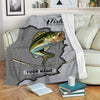 Custom Bass Fishing fleece blanket, fishing gift idea for Men, Dad Cornbee