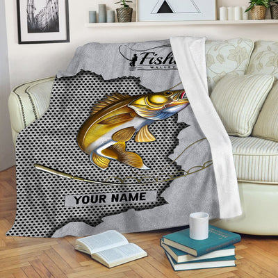 Custom Walleye Fishing fleece blanket Cornbee
