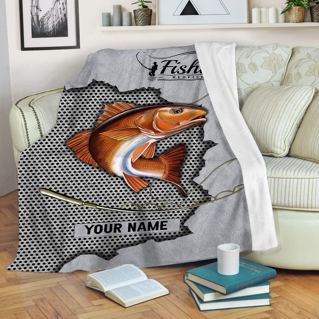 Custom Redfish Fishing fleece blanket Cornbee