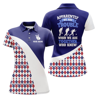 Personalized Blue Argyle Bowling Personalized All Over Printed Shirt For Women Cornbee