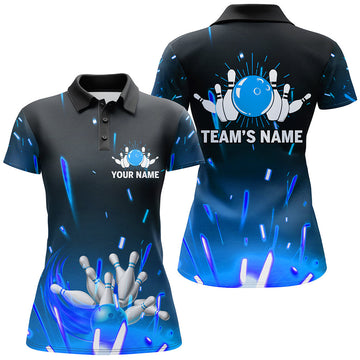 Personalized Blue Flame Bowling Classic Personalized All Over Printed Shirt For Women Cornbee