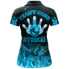 Personalized Strike Bowling Cyan Flames Personalized All Over Printed Shirt For Women Cornbee