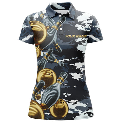 Personalized Camo Navy Bowling Personalized All Over Printed Shirt For Women Cornbee