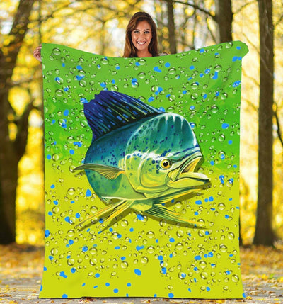 Mahi Mahi Fishing Skin Throw Fleece Blanket Awesome fishing gift Cornbee