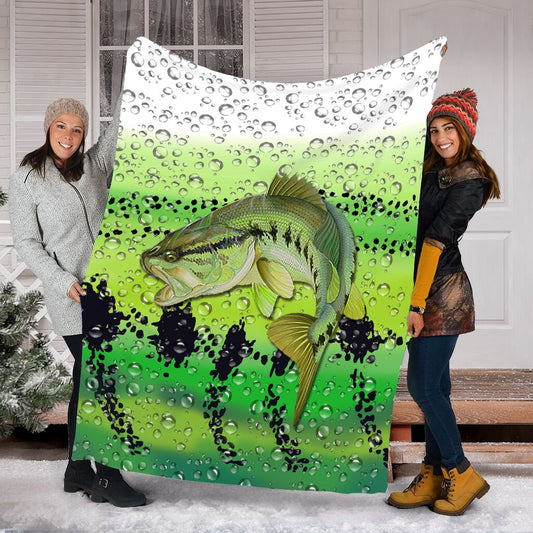 Bass Fishing Skin Throw Fleece Blanket Awesome fishing gift Cornbee