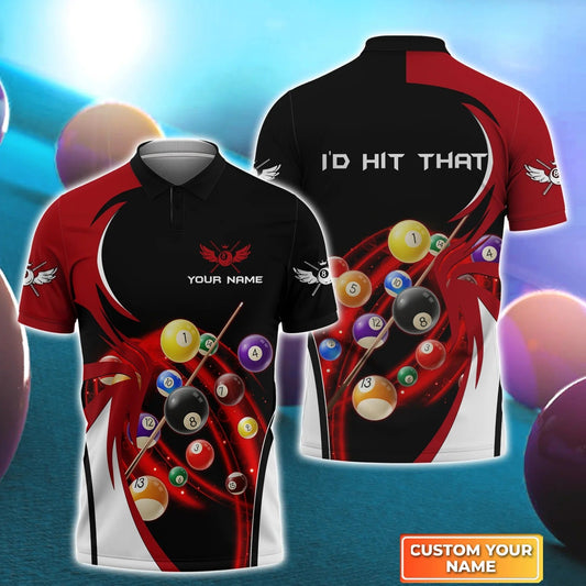 Custom Billiard Men Polo Shirt - I'D Hit That Personalized Name Polo Shirt For Player Tad - Perfect Billiard Polo Shirt For Men, Billiard Lover Cornbee