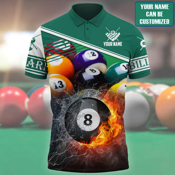 Personalized Name Billiard Fire Colorful  Unisex Shirt Cornbee