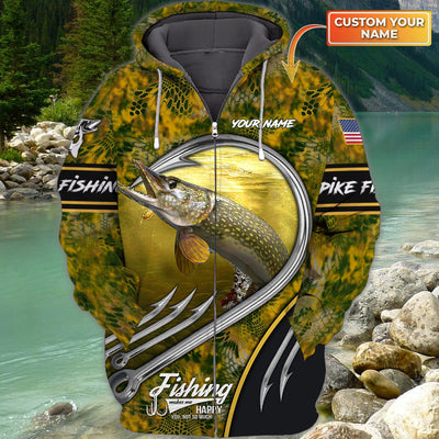 Cornbee Pike Fishing Personalized Name 3D Shirt