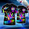 Bowling Party Neon with Purple Balls and White Pins on the Bright Pink 3D Shirt Cornbee