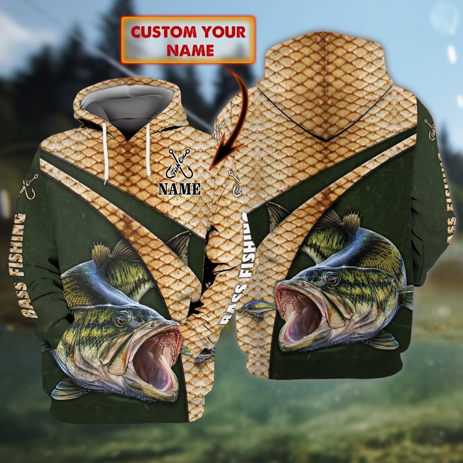 Personalized Name 3D Shirt  Bass Fishing Cornbee