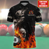 Personalized Name Skull On Fire Billiard  Unisex Shirt Cornbee