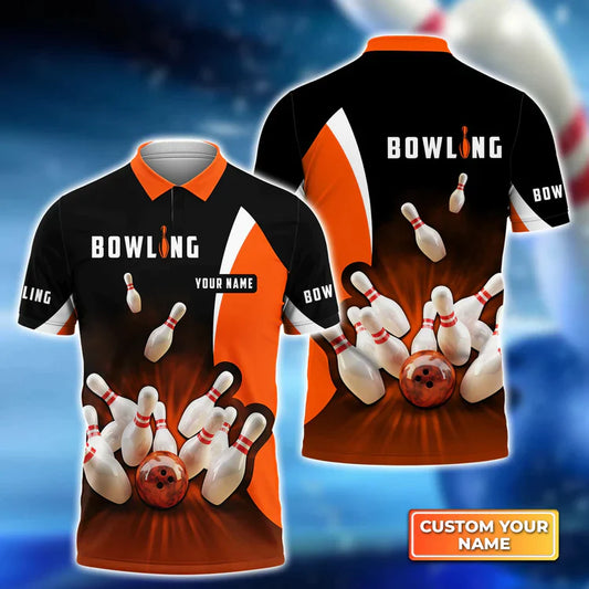 Personalized Perfect Orange Strike Bowling Personalized Name 3D Shirt Cornbee