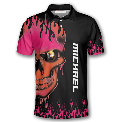 Cornbee Fire Skull Billiard Personalized Name Shirt