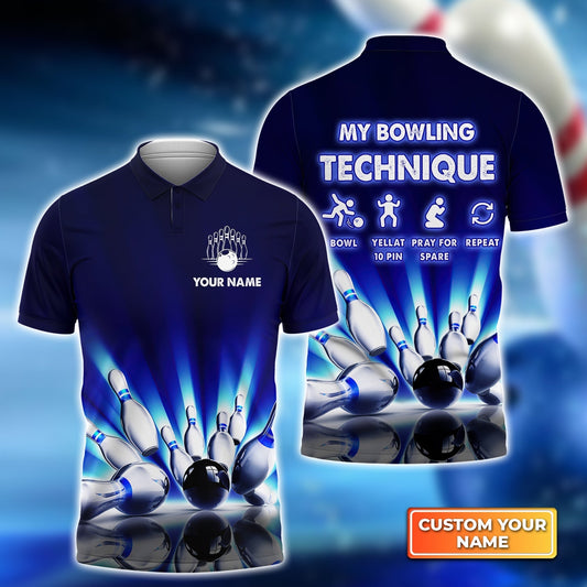 Personalized Techinque Neonlights Bowling  Name All Over Printed Shirt Cornbee