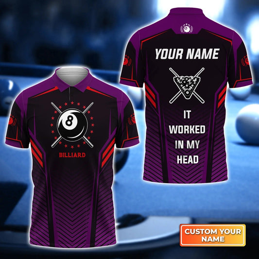 Custom Billiard Men Polo Shirt - Purple Billiard Pool 8 It Worked In My Heart Personalized Name Polo Shirt - Perfect Billiard Polo Shirt For Men Cornbee